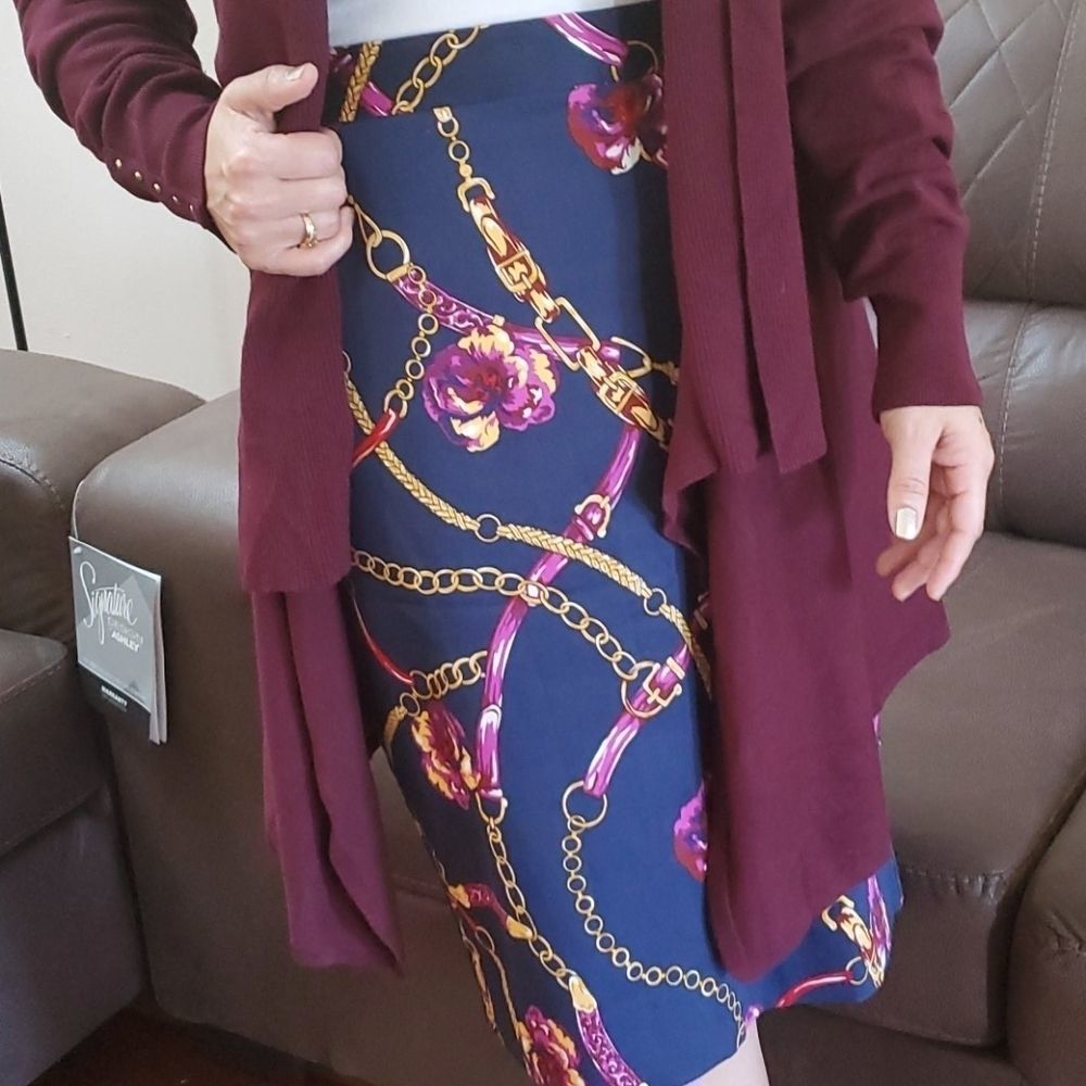 NWOT Charter Club Navy Equestrian Print Skirt